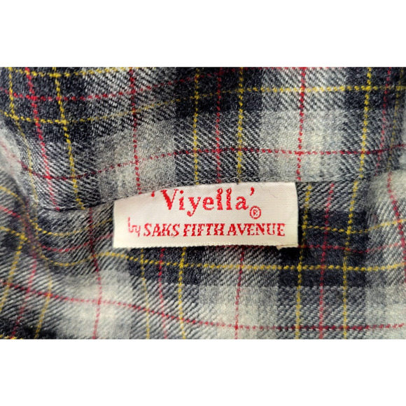 Vintage Saks Fifth Avenue Robe Men's Medium Plaid Viyella Belted Sleepwear - Picture 2 of 12